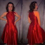 Elegant Red Halter Dress Size 6 Photo 0