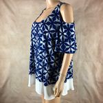Karen Kane  Blue Kaleidoscope Stretch Jersey Top Plus 2X Photo 1