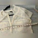 EXPRESS Sheer Ivory 3/4 Sleeve Pearl Button Collarless Popover Shirt Size XS Photo 5