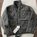 ZARA NWT  QUILTED HEAVY OVERSIZED FULL ZIP ACID WASH GRAY JACKET SMALL Photo 1