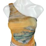 ZARA Multicolor Tie Dye Sunset One Shoulder Sleeveless Tank Bodysuit Top Size S Photo 2
