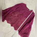 Anthropologie Chloe Oliver Magenta Pink Bell Sleeve Lace Crochet Blouse Top Photo 9