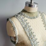 POL Sheer Antique Style Lace Sleeveless Top - Cream and Blue- Size Small- NWT Photo 3