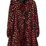 Saloni Red Gold Silk Tilly Floral Print Polka Dot Mini Dress Size 4 Photo 2