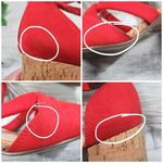 Nine West Give It To Me Red Suede Strappy Cork Heel Sandal Women’s Size 7.5 Photo 11