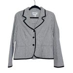 Pendleton  Blazer White Black Striped Button 100% Cotton Petite Photo 0