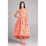 Rubber Ducky  Floral Rose Ball Gown M Coral Orange Strapless High Low Zipper Photo 7