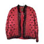 Mirasol Red and black Embroidered Stitched Jacket Faux fur trim Size M Size M Photo 1