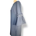 Banana Republic Navy Shift Dress Bell Sleeve Pearl Button Detail Size 8 Evening Photo 1
