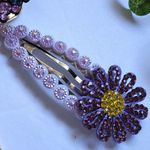 Set of Purple Crystal Flower Hair Clips Photo 2