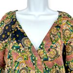 J.Crew Point Sur x | XS | Paisley on Navy Tie Waist Wrap Top Lined Satin Blouse Photo 3