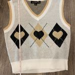 Y2k 90s cropped argyle hearts sweater vest preppy academia medium NEW NWT Gray Photo 6