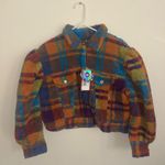 Celiab Assunta Plaid Colorful Check Teddy Jacket New XS Orange Photo 4