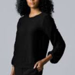 Simply Vera Wang Super Soft Ruched Sleeve Sweater Black Size L Photo 0
