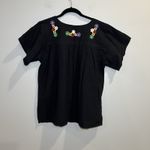 YZXDORWJ Women's Embroidered Mexican Peasant Blouse Summer Shirt Short Sleeve L Black Size L Photo 1