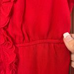 Free People  *Rare* Red Ruffled V-Neck 100% Silk Mini Dress Size 4 Photo 4