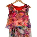 QinPei.Er Silk Sleeveless Boho Floral Print Tiered Dress size XL NWT Multicolor Orange Photo 2
