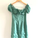 Tularosa Green Polka Dot Mini Off The Shoulder Dress XS Photo 1
