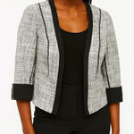 The Limited  Gray Plaid Cropped Blazer with Black Trim Size XS Photo 0