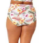 California Waves  High-Waist Bikini Bottoms Floral Tropical Purple Yellow 3X Photo 1