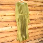 Mac Duggal  49718 Womens Olive Long Sleeve High Neck Heat Pleated Dress Flaws Photo 7