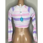 Anthropologie New. WET from L.A. pink and purple stripe rashguard. Large. Retails $108 Photo 4