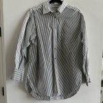 CLOSED Classic Oversized Stripe Shirt White and Grey Size Small Photo 11