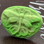 Y2K Lime Green Dragonfly Ring Adjustable Polymer Clay Photo 0