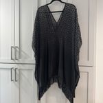 Victoria's Secret Giraffe Animal Print Fringe Poncho Cover Up Black White Medium Photo 1