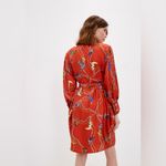 Sandro red silk cowboy boot western style long sleeve dress Size 4 Photo 13