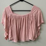 Free People Linen Sunsetter pink boxy flowy boho open back popover top Sz M Photo 2