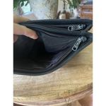 Vintage Black Genuine Leather Chevron Foldover Clutch Bag 13.5” Made in China Black Photo 5