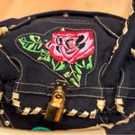 Betsey Johnson  Betseybille canvas Black shoulder Satchel with Floral Embroidery Photo 1