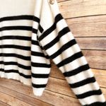 Blue Rain Sweater Women’s Size Small Stripe Mock Neck Crop Fuzzy Pullover Photo 2