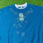 Vintage Christmas Sweatshirt MED. Pull Over Crewneck Sweat Shirt Grandma EUC Blue Photo 1