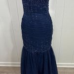 Jessica McClintock  II Mermaid Gown Dress in Navy with Silver Sparkles Size 7 Photo 0