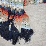 Free People  XS Crochet Fringe Sweater Multicolor Boho Chevron Knit Oversized Photo 13