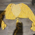 Rhode X Target Dainty Lotus Floral Print Wrap Tie Front Vneck Top Size M Yellow Size M Photo 7
