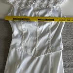 Vintage 90s White Beaded Satin Off The Shoulder Corset Top Wedding Dress Small Photo 6