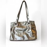 B. Makowsky Gold Metallic Leather Shoulder Bag Silver Photo 1