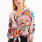 Marie Oliver  Silk Abstract Top Size XS Multicolor Tie Front Photo 0