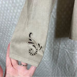 Soft Surroundings Tan Suede Floral Eyelet Cardigan Photo 3