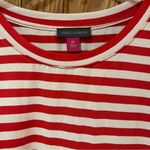 Vince Camuto Short Sleeve Crew Neck Stripe Tee in Tulip Red & White Plus Size 2X Photo 8