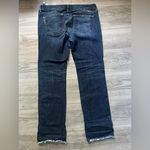 Paige Maternity Adjustable Waist Straight Leg Dark Distressed Denim Blue Jean 31 Photo 1