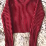 Burgundy Cropped Long Sleeve Red Photo 0