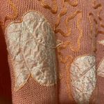 90s vintage Dana Scott coral lace beaded leaf motif sweater, size medium Photo 3