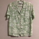 Alfred Dunner  Size 14 Short Sleeve Green with White Floral Button up Shirt Photo 0