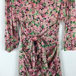 ZARA NWT  Printed Floral Draped Tie Ruched Mini Dress Pink Green Black Small Photo 9