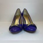 Coach  Desaree Purple Bock Heel Pumps Gold Hook‎ Buckle Accent Heels Size 6 B Photo 2
