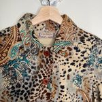 Vintage Life Style Paisley Animal Print Beaded Women's Jacket Large L Tan Photo 1